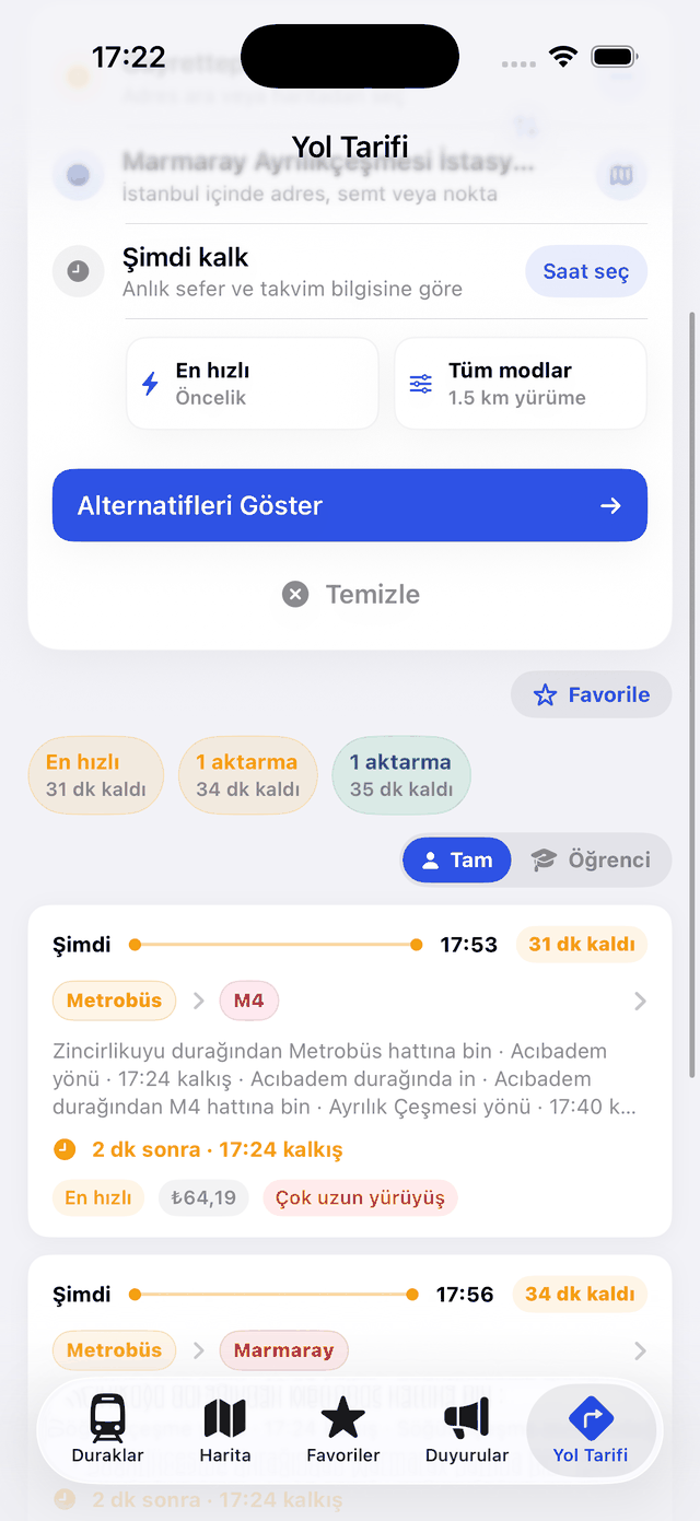 MetroFlow ekranı: Kapıdan kapıya, ücretiyle